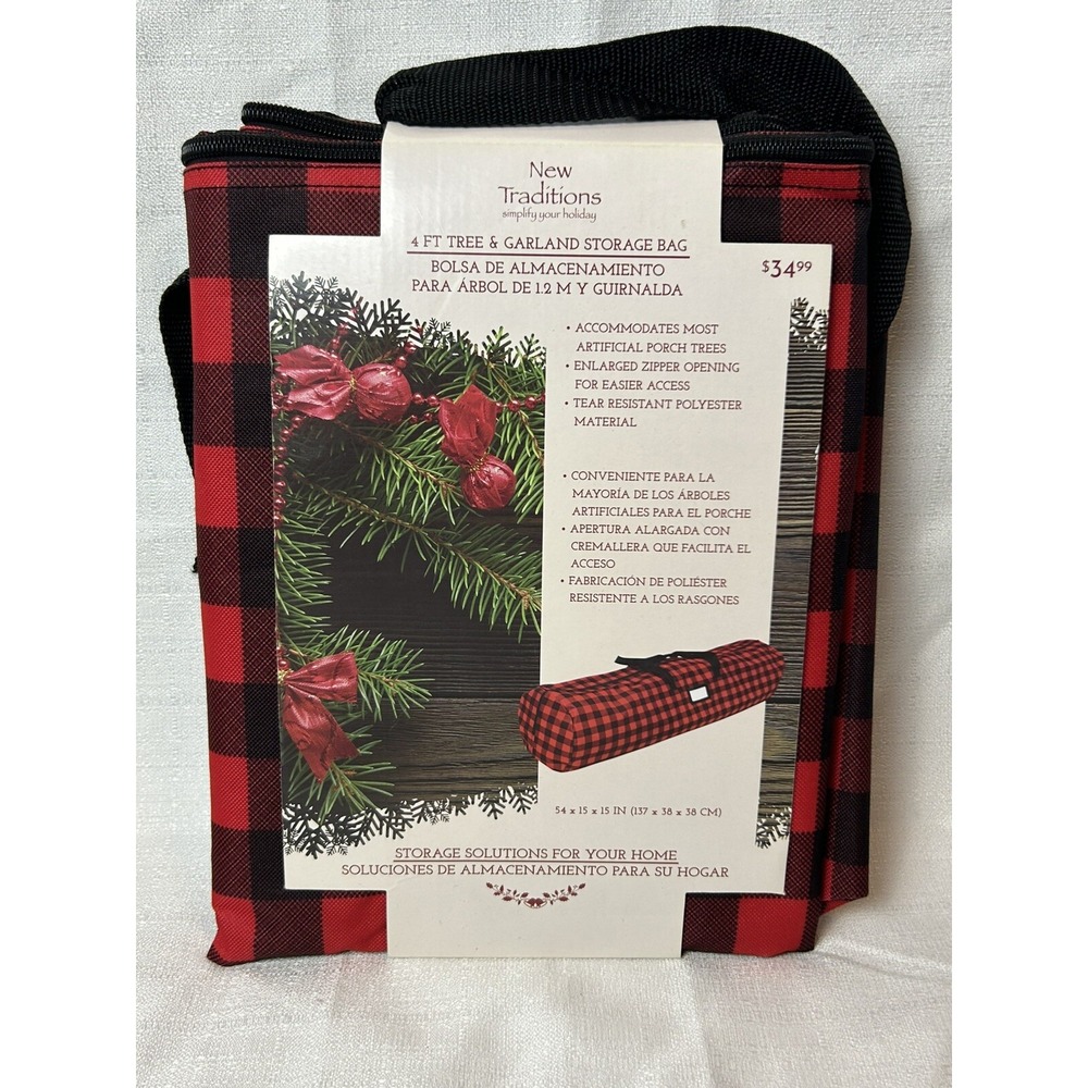 New‎ Traditions 4ft Tree & Garland Storage Bag Plaid